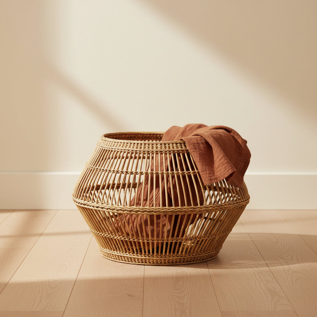 Cesto Onda — rattan intrecciato, Kaya Deco