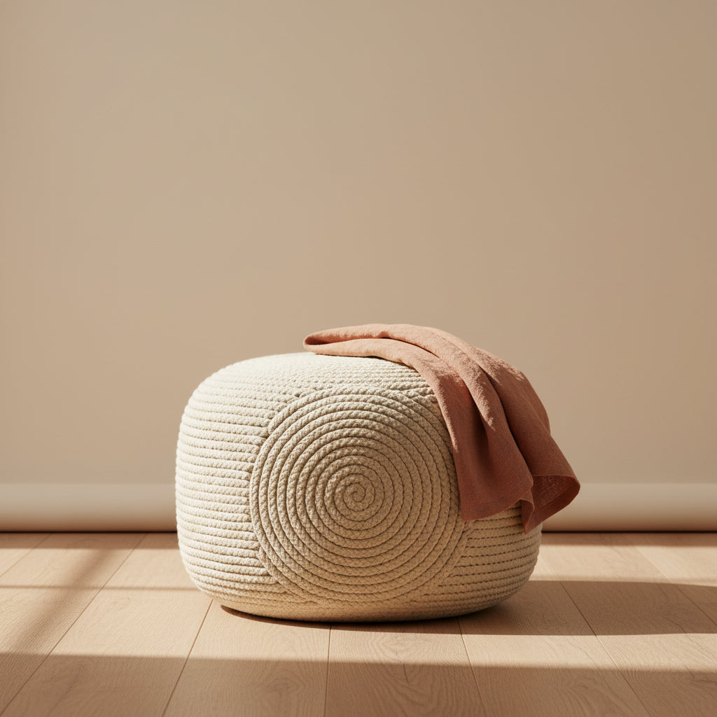 Pouf Nodo — corda di cotone, Kaya Deco