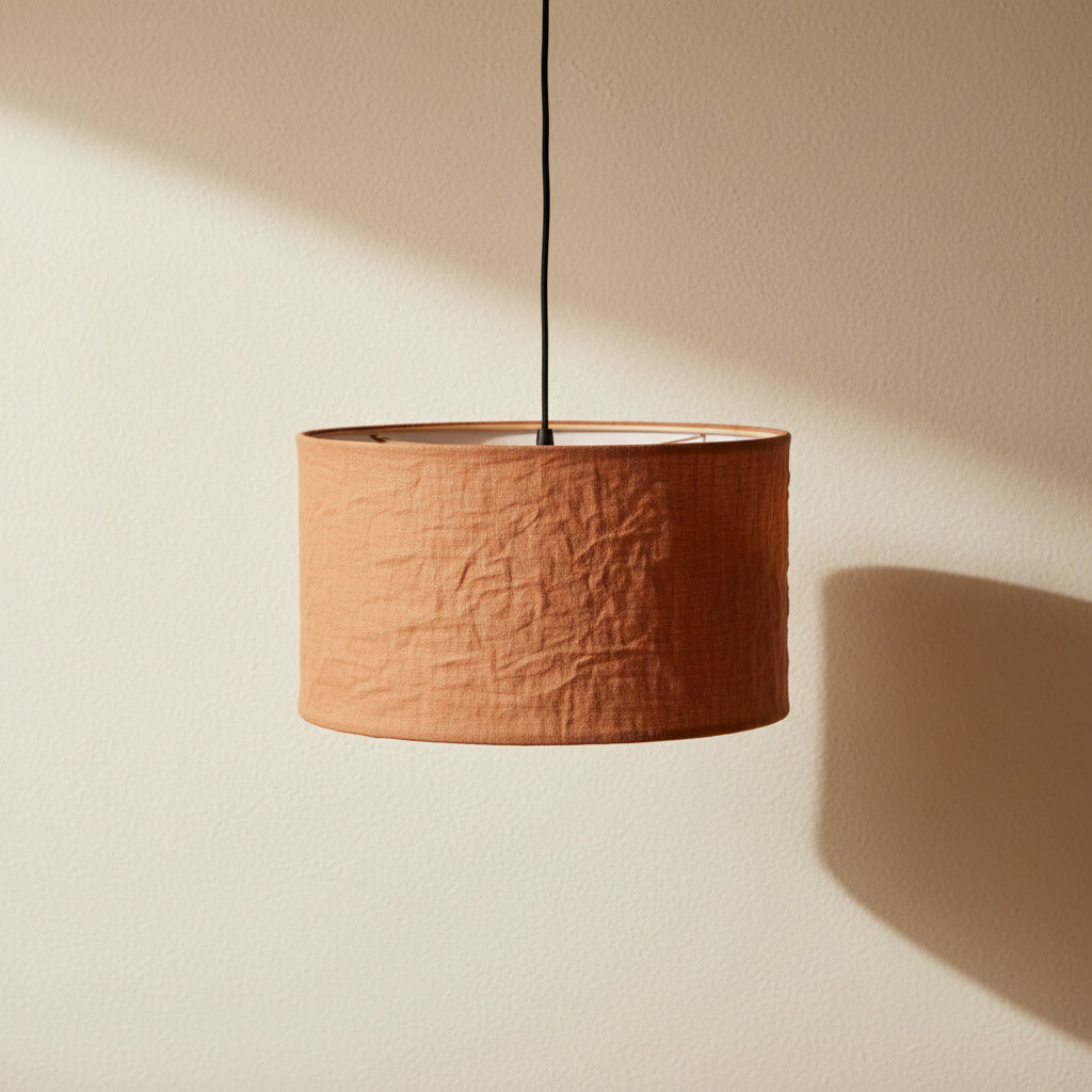 Sospensione Lino — lino lavato su struttura in legno, Kaya Deco