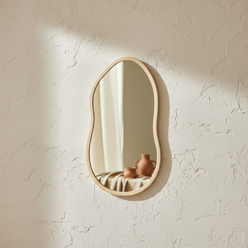 Specchio Onda — legno curvato e vetro, Kaya Deco